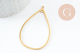 Pendentif goutte évidé acier 201 inoxydable dore 42mm, x1 (G9521)