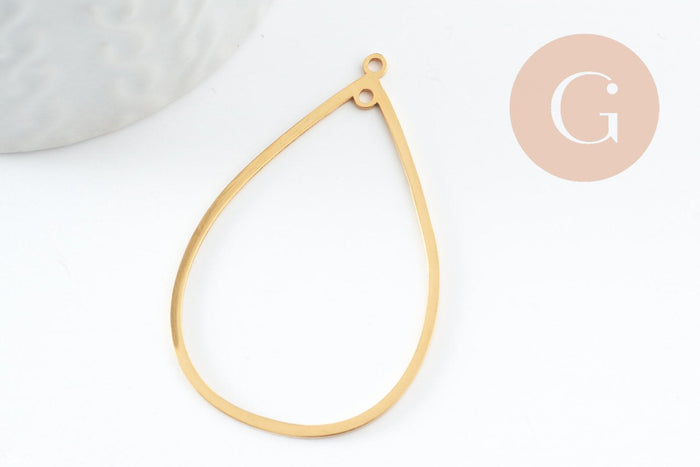 Pendentif goutte évidé acier 201 inoxydable dore 42mm, x1 (G9521)