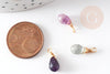 Pendentif goutte fluorite violette,pendentif bijoux, pendentif pierre, fluorite naturelle,16mm, x1 (G4438)