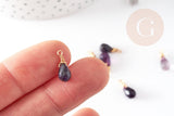 Pendentif goutte fluorite violette,pendentif bijoux, pendentif pierre, fluorite naturelle,16mm, x1 (G4438)