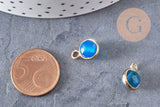 Pendentif goutte jade bleu doré facettes,bijou pierre,pendentif pierre, jade bleu naturel,pendentif jade,13-16mm, x 2,G2739