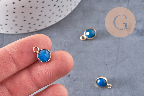 Pendentif goutte jade bleu doré facettes,bijou pierre,pendentif pierre, jade bleu naturel,pendentif jade,13-16mm, x 2,G2739