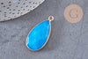 Pendentif goutte jade bleu doré, pendentif jade, pendentif pierre,jade naturel, jade teinté bleu,33mm, x1 G5224