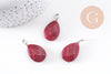 Pendentif goutte jade naturel bordeau facetté laiton platine 27.5mm, x1 (G10234)