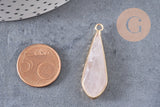 Pendentif goutte jade rose facettes doré,pendentif jade, pendentif pierre,jade naturel, jade teinté rose,31mm, x1 G2458