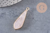 Pendentif goutte jade rose facettes doré,pendentif jade, pendentif pierre,jade naturel, jade teinté rose,31mm, x1 G2458