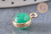 Pendentif goutte jade vert doré facettes,pendentif pierre,bijou pierre,pendentif pierre,jade vert naturel,pendentif jade,14mm,x2 ,G1614
