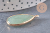 Pendentif goutte jade vert doré, pendentif jade, pendentif pierre,jade naturel, jade vert,jade vert naturel,33mm, x1 G0581