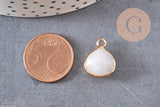 Pendentif goutte jadenaturel teinté blanc laiton doré 18mm, pendentif bijoux pierre naturelle x1 G0789