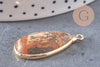Pendentif goutte jaspe paysage naturel laiton doré 33mm, x1 (G5164)