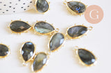 Pendentif goutte labradorite laiton doré 22.5mm,pendentif bijou pierre, labradorite naturelle, x1 (G6323)