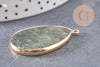 Pendentif goutte labradorite naturelle laiton doré 39mm, x1 (G2731)