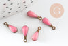 Pendentif goutte laiton brut émail rose,fournitures créatives, laiton doré, pendentif goutte, 11mm, x10 G2420