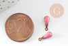 Pendentif goutte laiton brut émail rose,fournitures créatives, laiton doré, pendentif goutte, 11mm, x10 G2420