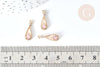 Pendentif goutte laiton doré zircons rose clair 17,5mm, pendentif création bijoux, x1 G8084