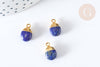 Pendentif goutte lapis lazulis naturel argent 925 doré 18K 20mm, x1 (G7722)