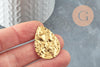 Pendentif goutte martelé laiton brut 33x23mm, breloques laiton brut sans nickel pour création bijoux géométrique, X2 (G3194)