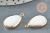 Pendentif goutte nacre blanche naturelle doré 23mm, x2 (G3871)