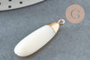 Pendentif goutte nacre blanche naturelle laitonN doré 32x10mm,nacre blanche,bijou nacre,coquillage blanc, x1 G2777