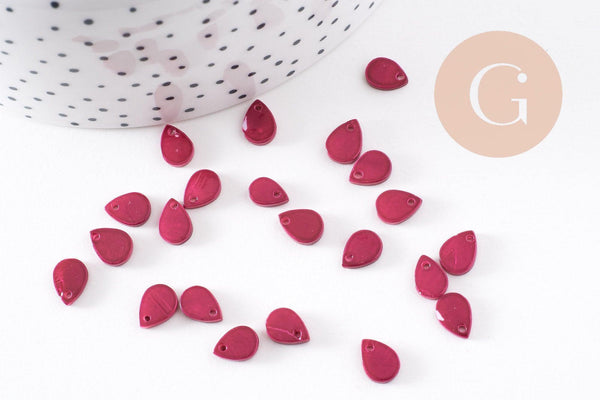 Pendentif goutte nacre naturelle bordeau naturelle 8mm, x10 (G0289)