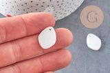 Pendentif goutte ovale nacre blanche 15mm naturelle, x 10 (G5902)