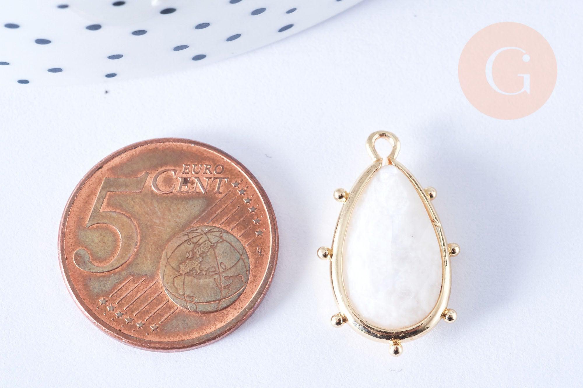 Pendentif goutte pierre de lune laiton doré bijou