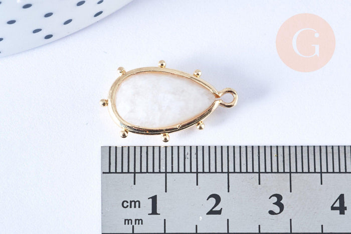 Pendentif goutte pierre de lune laiton doré 22.5mm,pendentif bijou pierre, pierre de lune naturelle, x1, G6649