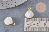 Pendentif goutte pierre de lune naturelle scuptée argent 925 doré 18K 14mm, x1 (G10841)