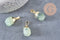 Pendentif goutte préhnite facetté doré, bijou pierre,pendentif pierre, préhnite naturelle, bijoux pierre,19-21mm, x1 G5037