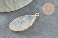Pendentif goutte quartz ,Pendentif pour bijoux, pendentif pierre, cristal de roche naturel,33mm, x1 G0296