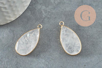 Pendentif goutte quartz ,Pendentif pour bijoux, pendentif pierre, cristal de roche naturel,33mm, x1 G0296
