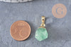 Pendentif goutte quartz fraise vert facetté doré, bijou pierre,pendentif pierre, quartz fraise naturel, bijoux pierre,19-21mm, x1 G4509