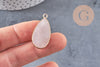 Pendentif goutte quartz rose naturel laiton doré 33mm, x1 (G3620)