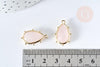 Pendentif goutte quartz rose naturelle laiton doré 22.5mm,pendentif bijou pierre naturelle, x1, G8368