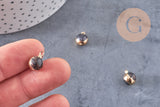 Pendentif goutte régalite noire doré facettes,bijou pierre,pendentif pierre régalite naturelle,12mm, x 2,G3358