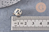 Pendentif goutte rond jaspe dalmatien naturel, support doré, création bijoux pierre naturelle,14mm, x1 (G4488)
