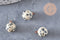 Pendentif goutte rond jaspe dalmatien naturel, support doré, création bijoux pierre naturelle,14mm, x1 (G4488)
