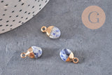Pendentif goutte sodalite naturelle fer doré 14mm, x2 (G0420)