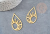 Pendentif goutte soleil acier 201 inoxydable dore 45mm ,breloque acier inoxydable doré, x1 G5689