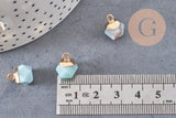 Pendentif hexagone amazonite 11mm,pendentif pierre amazonite naturel pour création bijoux, x 2-G0552
