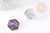 Pendentif hexagone améthyste violette, pendentif pierre,support doré ou argenté, 33mm, x1 (G3104)