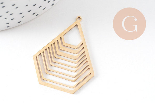 Pendentif hexagone géométrique acier 201 inoxydable doré 40mm, x1 (G5738)