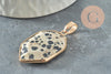 Pendentif hexagone jaspe dalmatien naturel 30mm, x1 (G1472)