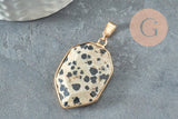 Pendentif hexagone jaspe dalmatien naturel 30mm, x1 (G1472)