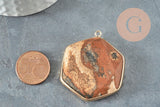 Pendentif hexagone jaspe paysage,pendentif pierre,pendentif collier,pierre naturelle,pendentif jaspe paysage naturel,45mm, x1 G2381