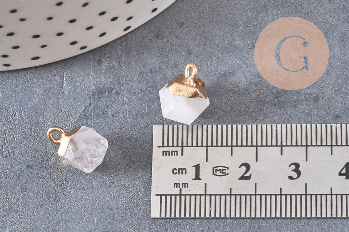 Pendentif hexagone quartz ,pendentif pierre cristal de roche naturel,pendentif quartz ,11mm, x1 G7866