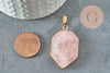 Pendentif hexagone quartz rose, fournitures créatives, quartz rose naturel, création bijoux, pierre naturelle, 30mm, x1 G2697