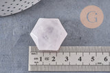 Pendentif hexagone quartz rose naturelle 45mm, x1 (G1975)