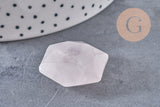 Pendentif hexagone quartz rose naturelle 45mm, x1 (G1975)