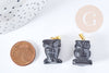 Pendentif hibou agate noir support doré 23mm, pendentif pierre création bijoux, x1, G8639